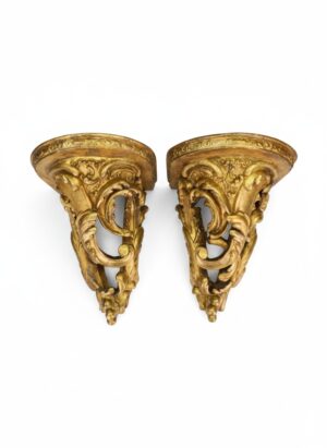 Pair of Antique 19th Century Rococo Revival Giltwood Wall Brackets / Shelves