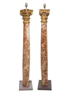 The Architect’s Legacy: 18th-Century Faux-Marbre Corinthian Floor Lamps