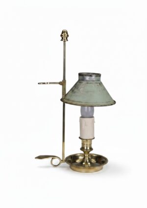 Antique 19th Century French Brass & Tôle Bouillotte Desk Lamp / Candlestick Lamp