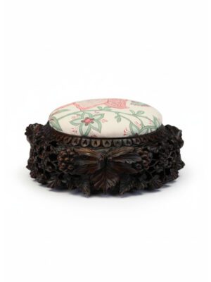 A Rare "Virtuoso" Mid-Victorian Sculptural Stool in Bennison ‘Banyan’ Linen