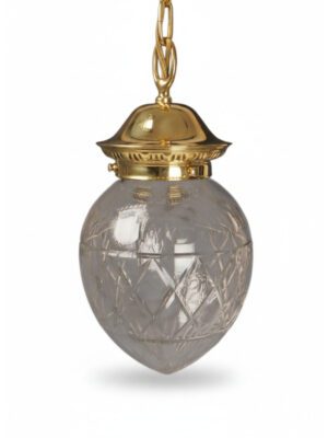 Antique Pendant Light with Large Cut Glass Shade