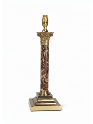 Antique Porcelain Corinthian Table Lamp with Marble Effect