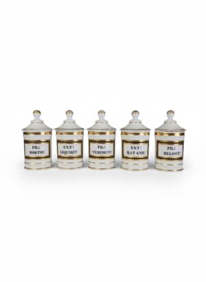 Set of Five Antique Continental Opaline Glass Apothecary Jars