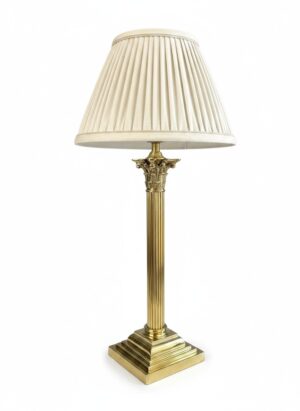 Antique English Brass Corinthian Column Table Lamp