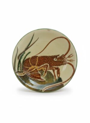 Large Spanish Ceramic Wall Plate with Lobster Decor by Puigdemont | Hand-Painted Majolica Charger