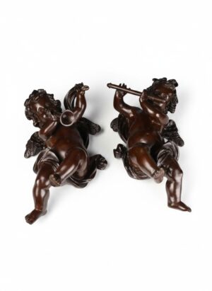 Pair of Late 19th Century Continental Bronze Musical Putti Figures
