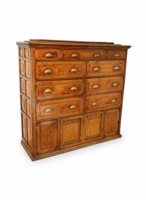 Monumental 19th Century Oak & Pine Bank of Drawers with Secret Compartments