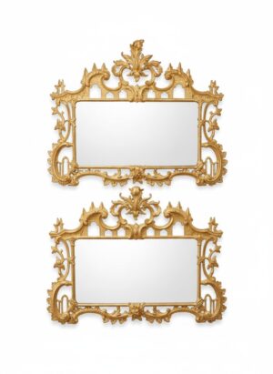 Pair of Irish George II Carved Giltwood Mirrors, 18th Century