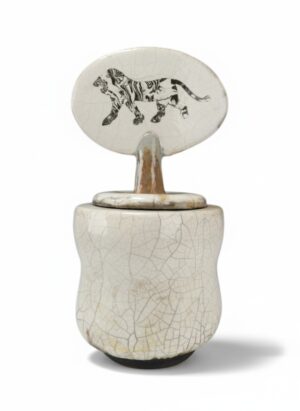 Spanish Raku Lidded Vase by Marciano Pérez Buendía, c.2000
