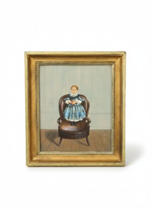 19th Century French Folk Art Portrait of Berthe Houdart as a Young Girl, c.1840–1850