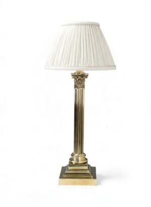 Large Victorian Brass Corinthian Column Table Lamp by Hinks & Sons, England, c.1880–1900