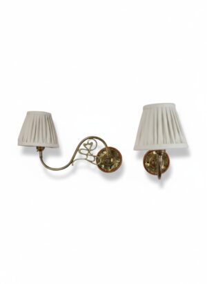 Pair of Arts & Crafts Brass Swing-Arm Wall Lights in the Manner of W.A.S. Benson, c.1900