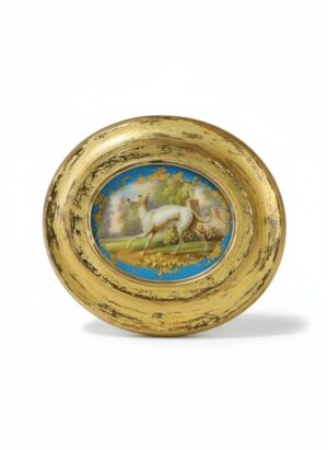 19th century greyhound portrait painted porcelain dog plaque