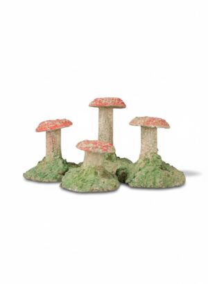 Set of Four French Folk Art Painted Concrete Toadstool Sculptures, c.1950–1970