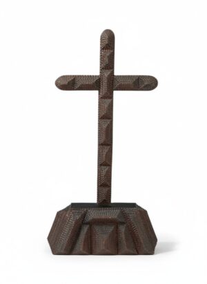 Large Folk Tramp Art Chip-Carved Wooden Cross, c.1890–1910