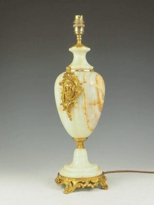ntique French Onyx Table Lamp and Gilt Rococo Detail