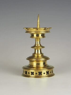 Antique Gothic Revival Brass Candlestick