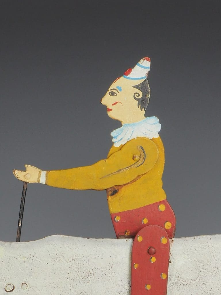 1930s Rodeo Clown on a Bull Pull Toy