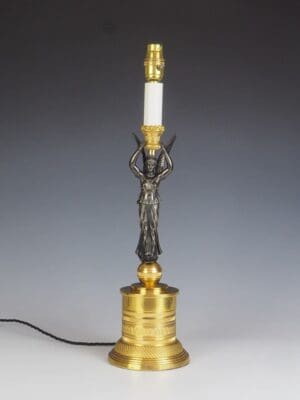 Vintage French Empire Bronze and Gilt Bronze Table Lamp
