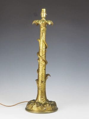 Impressive Gilt Laquared Tree with Serpent Snake Table Lamp 