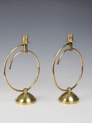 Pair of Art Deco Brass Candlesticks