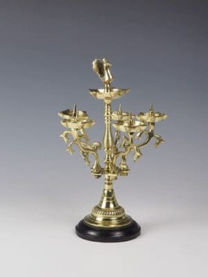 Antique Brass Candelabra Oil and Wick Lamp - Signed