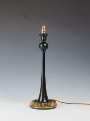 Exquisite Antique Carved Wood Table Lamp with Fruit Motifs