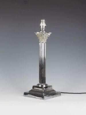 Antique Chrome Plated Corinthian Table Lamp