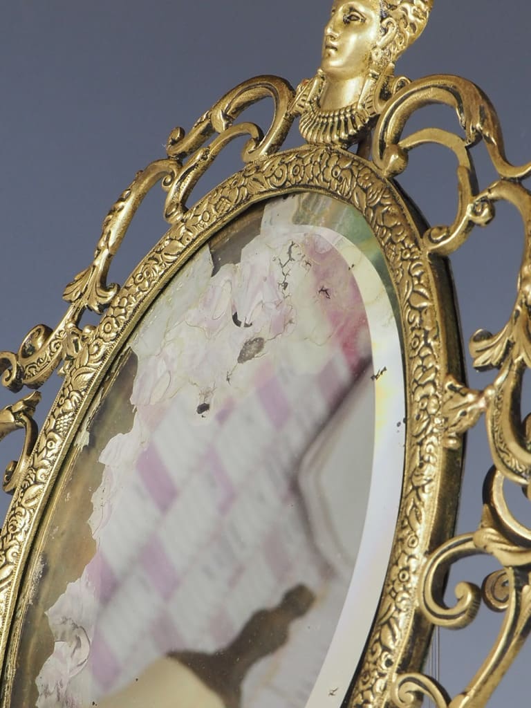 Antique Pair of Bronze Wall Sconce Mirrors