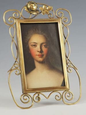 Antique Art Nouveau 19th Century Brass Photo Frame