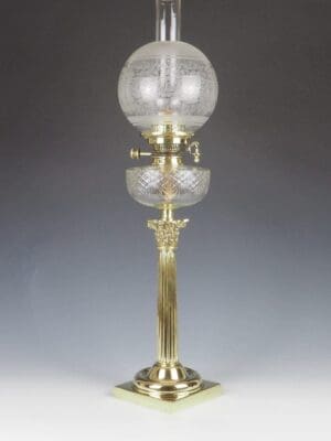 English Antique Hinks and Sons Brass Oil Lamp