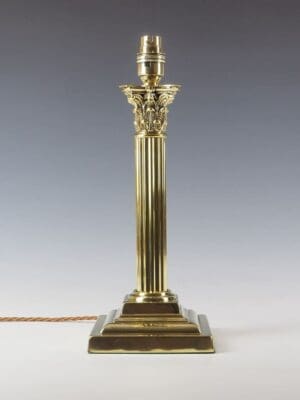 Antique Brass Corinthian Column Table Lamp