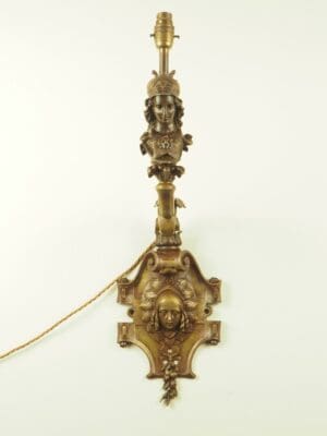 Exquisite Antique Bronze Wall Light Greek Goddess Athena