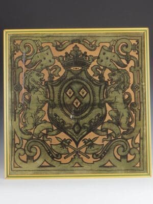 Authentic 19th Century Velvet Tapestry Featuring Coat of Arms