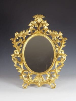 Antique Italian Baroque Carved Giltwood Wall Mirror