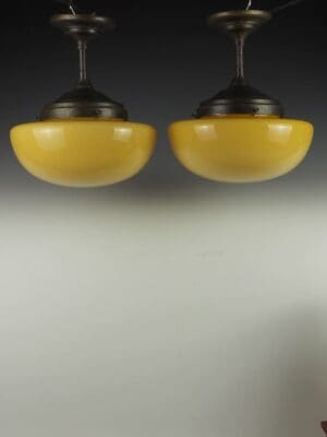 Pair of Gilde Handwerk Ceiling Opaline Pendants