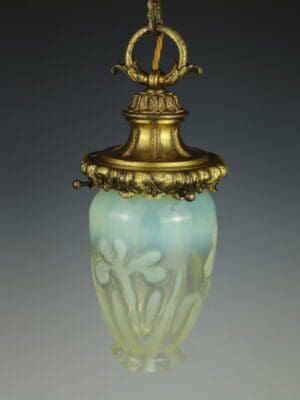 Art Nouveau John Walsh Walsh Vaseline Glass Pendant c1900