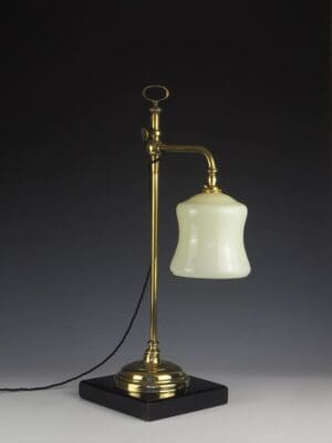 19th Century Brass & Ebonised Rise and Fall Desk Lamp