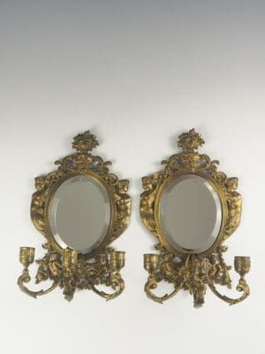 Pair of 19th Century 'Girandole' Italian Mirrored Wall Sconces
