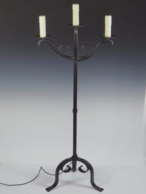 Antique Gothic Wrought Iron Standard Candelabra
