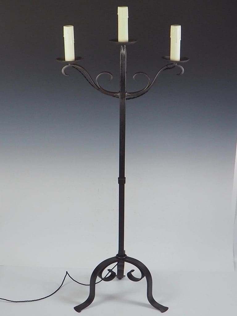 Antique Gothic Wrought Iron Standard Candelabra