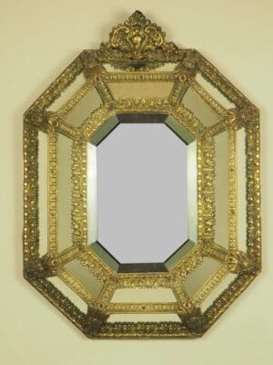 19th Continental Repousse Cushion Wall Mirror