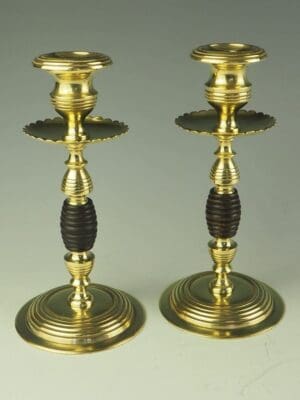 Pair of Arts and Crafts Beehive Candle Holders