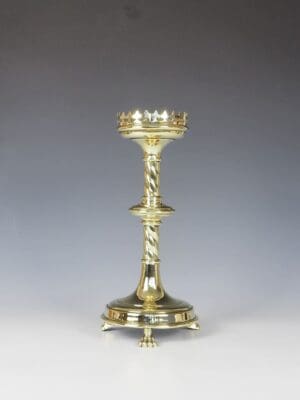 Antique 19th Century Brass Gothic Revival Church Candle Holder