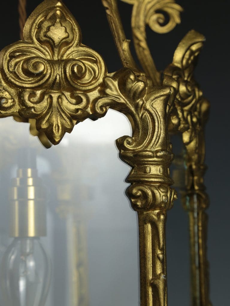 Antique Large Elegant Gilt Hallway Lantern