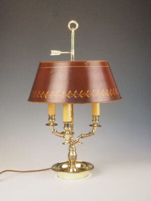 Antique French Louis XVI Bouillotte Lamp – Ormolu & Tole Shade Table Light