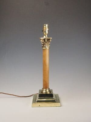Antique Marble and Brass Corinthian Column Table Lamp I Lighting
