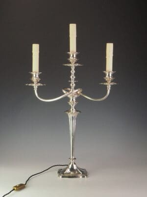 Antique Art Nouveau Silver Plate Candelabra Lamp – Elegant Table Lighting