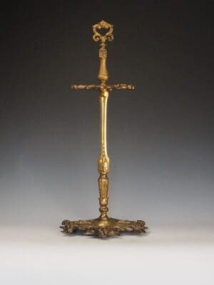 Antique Brass Fireside Tool Stand | Ornate Victorian Hearth Accessory