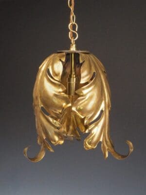 Hollywood Regency Gilt Leaf Pendant Light
